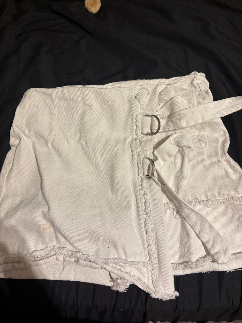 Le Lis White Frayed Wrap Mini Skirt